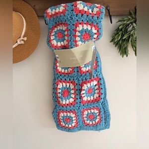 A22 new crochet blanket hand crochet 50 by 60 have small flaw see pic corner